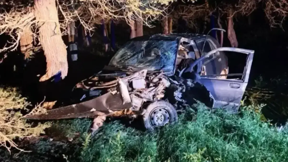Coche del desparecido destrozado contra un &aacute;rbol