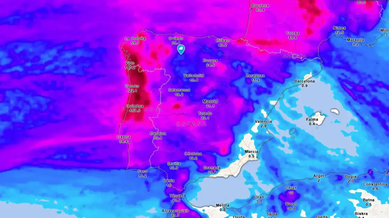 Precipitaciones acumuladas para el viernes en Le&oacute;n