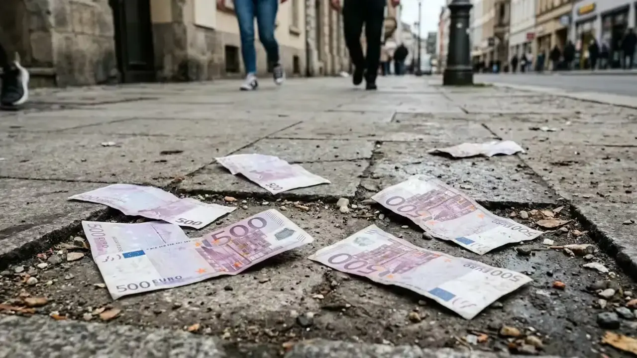 Dinero perdido en la calle.